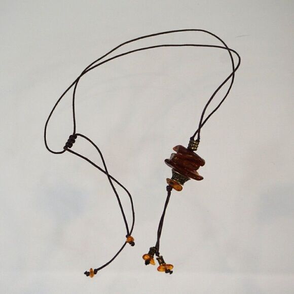 Natural Baltic Amber Pendulum Styled Pendant Necklace - Picture 9 of 10